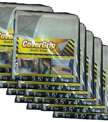 CoverGrip Quick Drop 8 Oz Canvas Safety Drop Cloth, 3.5' x 4', (Pack Of 12)
