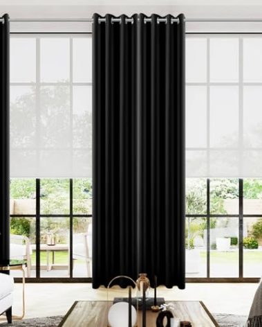 KOUFALL 108 Inch Curtains Blackout,Grommet Black Out Room Darkening Living Room Drapes 108 Inches Long 2 Panels Set