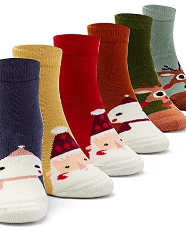HowJoJo Big Boys Girls Christmas Socks Kids Warm Socks Winter Thick Cotton Socks 6 Pack 10-12 Years