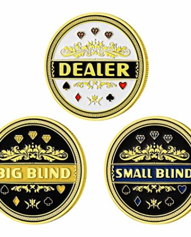 LuluCircle Dealer Button, Small Blind, Big Blind, Poker Guard, Poker Gifts for Men, Poker Accessories, Poker Chips with Plastic Case (Position Marker), 3 pcs (Poker Buttons)