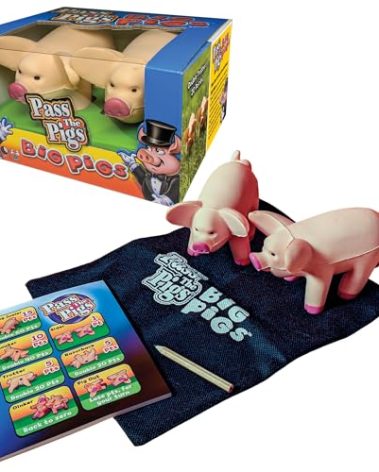 Pass The Pigs Big Pigs by Winning Moves Games USA, Hysterical Pig-Dice Rolling Game with Oversized Foam Pigs for 2+ Players, Ages 8 +