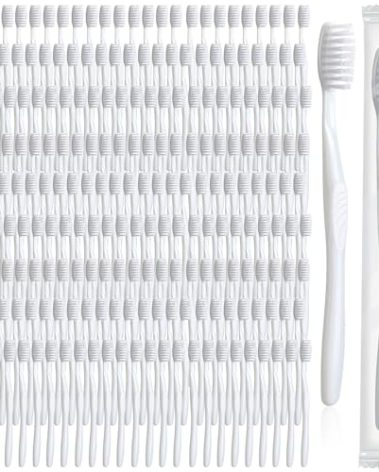 Tessco 1000 Pcs Disposable Toothbrushes Bulk Individually Wrapped Manual Soft Bristle Travel Toothbrushes Single Use Toothbrush for Homeless Hotel Toiletries Camping Office(White)