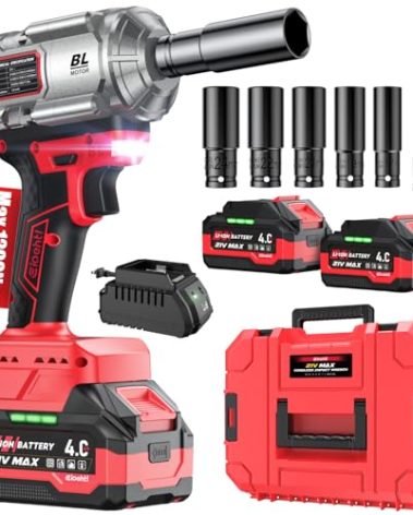 Cordless Impact Wrench, 1200Nm(900 Ft-lbs)1/2" Brushless Impact Gun, 2x4.0AH Batteries Electric Impact Motor Variable Speeds, 21V High Torque Power Impact Driver Ideal for Car, DIY, and Truck RV/Mower