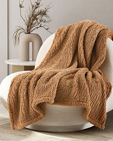 Ultra Soft Cozy Sherpa Throw Blanket, Brown Pattern Reversible, Light Weight Warm Decorative Boho Style Throw Blanket Cover for Sofa, Couch, Bedroom,Travel, 60”x80”