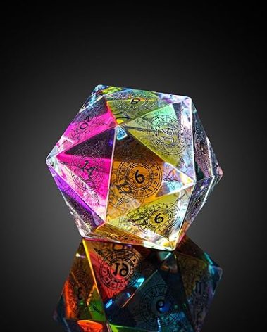 UDIXI 30mm Prism Glass D20 Dice Large Polyhedral RPG 20 Sized DND Dice for Role Playing Games Tabletop Games,D&D