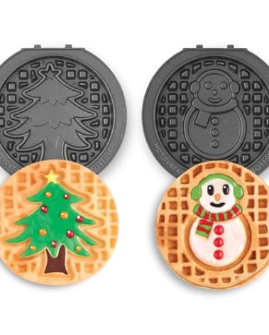 DASH MultiMaker® Mini System Two 4” Nonstick Removable Waffle Plates Set (Snowman & Tree) - 2Pc Plate Pack for Waffle Iron & Griddle, Compatible with Dash MultiMaker® Mini System, Nonstick Surface