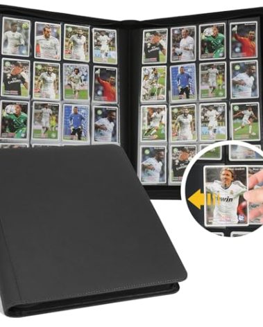 GERMUN PU Card Binder - 16 Pocket, Premium Holder Folders for 1000+ Cards, Double Sided Pocket Album for MTG, TCG (Black)