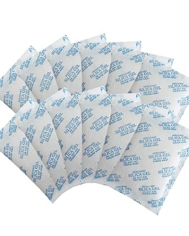 Silica Gel Packs - 15 Packs 50 Gram Desiccant Packets, Food Safe Moisture Absorbers for Storage, Reusable Silica Gel Dehumidifier for Electronics, Clothes, Documents