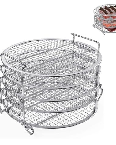 Moyios Dehydrator Rack Stainless Steel Stand Ninja Foodi Air Fryer Accessories. Dehydrator Rack for Ninja Foodi 6.5 & 8 Qt and Ninja Pressure Cooker, Compatible with Instant Pot Duo Crisp 8 Qt