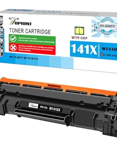 TOPRINT Not Compatible with Printers That Have an e Suffix [with CHIP] 141X W1410X ( W1410A 141A ) Compatible Toner Cartridge Black High Capacity 2000 Pages for M110 M110w MFP M139 M140 M140w Printer