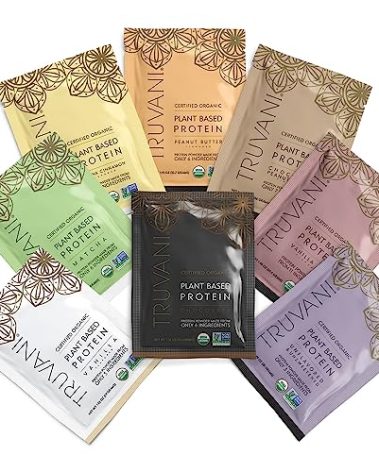 Truvani Vegan Pea Protein Powder | Sample Pack | 20g Organic Plant Based Protein | 8 Single Serving Packets | Keto | Gluten & Dairy Free | Low Carb | No Added Sugar