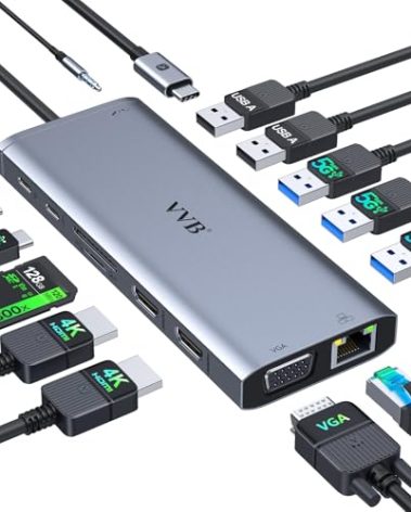 USB C Docking Station Dual Monitor HDMI for Dell HP Lenovo Laptop,14 in 1 Docking Station to 2 HDMI Port 4K+VGA USB Type C Hub Multiport Adapter Dongle Dock,USB C to Ethernet+5 USB+SD/TF+100W PD+Audio