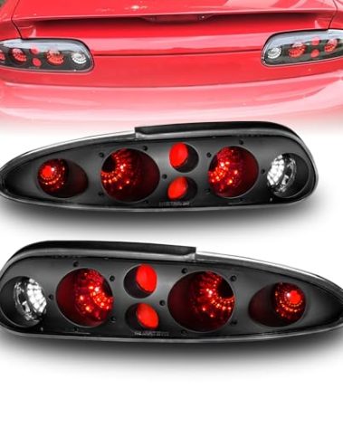 AmeriLite Replacement Taillights Black For 93-02 Chevy Camaro - Passenger and Driver Side