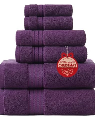 COZYART Purple Bath Towel Set for Bathroom Soft Absorbent Durable 650 GSM Turkish Cotton Towel Sets of 6, 2 Large Bath Towels, 2 Hand Towels, 2 Washclothes