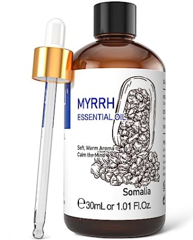 HIQILI Myrrh Essential Oil, for Skin, Massage, 100% Pure & Natural - 1.01 Fl Oz