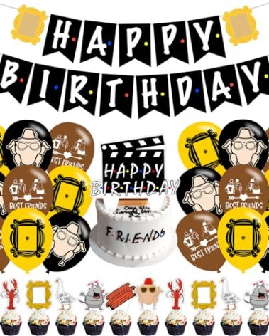 Friends Birthday Party Decorations Include The Friends TV Show Happy Birthday Banner Cake Topper ,Ballons for Friends Birthday Party Supplies