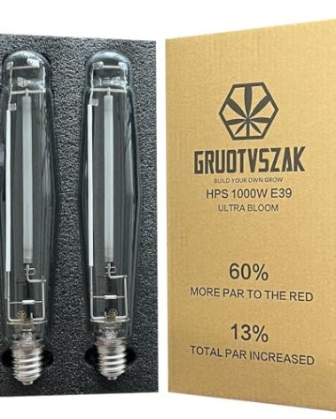 GRUOTVSZAK HPS 1000 Watt Grow Light Bulb E39 60% Increases on RED Spectrum 1950μmol 136000lm Ultra Bloom Flowering High Pressure Sodium 2-Pack