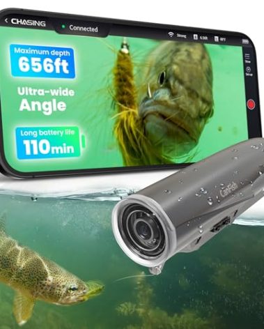 CanFish Fishing CamX Fishing Finders Camera,Lure Action Camera HD 1080P &136°Ultra-Wide-Angle,656FT ROV Waterproof/Motion Sensing/Segmented Intelligent Recording/Wireless Charge/App Compatible (Grey)