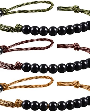 3 Pieces Pace Beads Cord Beads Pace Counter for Camping Hiking Outdoor Accessories, 9 Inches in Length(Simple Style)