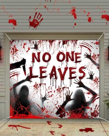Halloween Garage Door Cover - 7 x 8 Ft Scary Party Decorations | Haunted Banner for Fright Nights, Spooky Decor, Perfect for Parties and Great Gift Idea