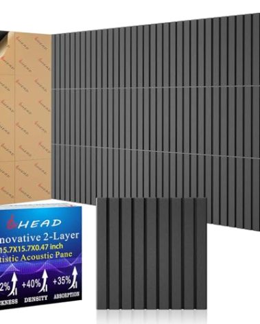 BSHEAD 12 Pack Large Soundproof Wall Panels, 15.7 x 15.7 x 0.47 in Sound Proof Foam Panels for Walls, 1.2lb/ft³ High Density, Thicker 0.47in, Acoustic Panels, Sound Dampening Panels Black