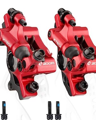 Hycline Zoom Hydraulic Disc Brake Calipers: HB-100 MTB Bike Brake Caliper Front + Rear Set for Mountain, Road Bicycle and E-Bike (Red)