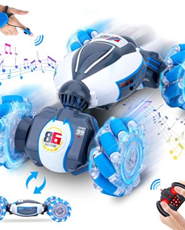 Fosgoit Gesture Sensing RC Stunt Car, Toys for Boys Girls 6-12 Year Old 4WD Remote Control Car 360° Rotate Transform Off-Road Drift RC Toy with Lights Music, 2.4Ghz Hand Control Birthday Xmas Gifts