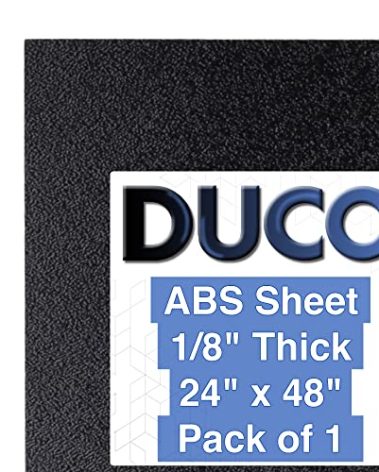 Duco USA-Made ABS Plastic Sheet 1/8 Inch Thick 24" x 48" - 1 Pack of Black Thermoplastic Panels - Textured, Heat Moldable ABS Board for DIY, Car Interiors, Crafts, and More