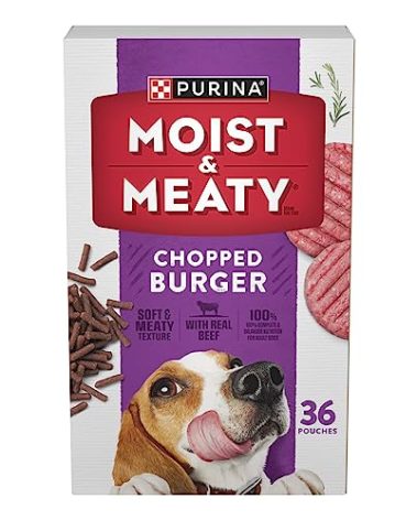 Purina Moist and Meaty Dog Food Chopped Burger Soft Dog Food Pouches - 36 ct. Pouch
