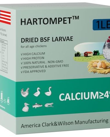 HARTOMPET Better Than Dried Mealworms for Chickens 1 lbs - 85X Calcium Than MealWorms - Non-GMO Chicken Feed Additive & Molting Supplement - black soldier fly larvae Treats for Hens, Ducks, Wild Birds