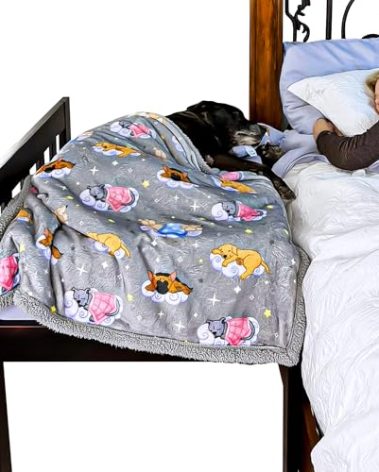 Sleepy Hippo Sweet Dreams Bedding Set - Soft Sherpa & Fleece Reversible Blanket, Plush Pillow, Gray Fitted Sheet for Comfort - Oeko-Tex 100 Certified, Safe & Gentle for Pets (Standard)