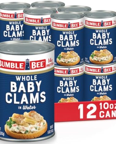 Bumble Bee Whole Baby Canned Clams, 10 oz Can (Pack of 12) - Ready to Eat - 13g Protein per Serving - Gluten Free