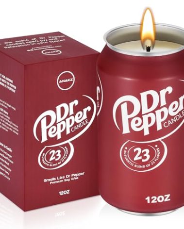 Doctor Pepper Candle - Smells Like The Real Soda - Cute Candles for Cool Gifts - Funny Candles for Any Occasion - Cute Things for Aesthetic Room Decor - Cool Candle for Cool Things