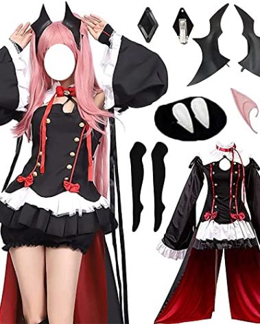AIUKAKP Krul Tepes Cosplay Costume Outfit Seraph of the End Cosplay Uniform Black backless Dress women Halloween