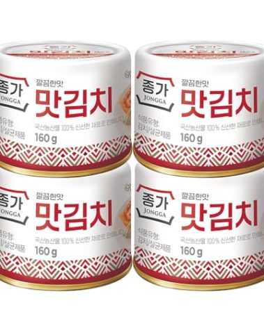 Spicy Premium Cabbage Kimchi Napa [Pack of 4 (Can)] - [Original] - Fermented Kimchi | Long Shelf Life | Spicy Korean Pickled Cabbage | Perfect for Ramen, Rice & Stir-Fries - JONGGA