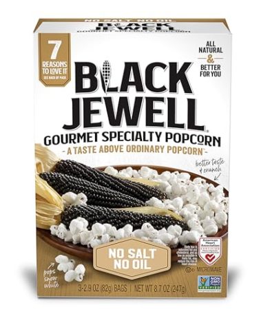 Black Jewell Gourmet Microwave Popcorn, Healthy Popcorn Snack, No Salt No Oil, 8.7 Ounces (Pack of 1)
