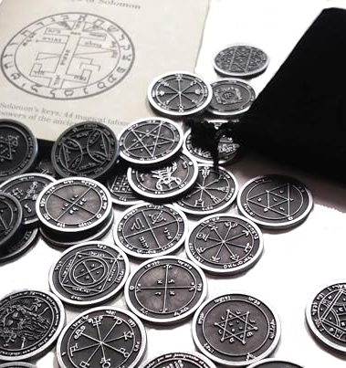 King Solomon's 44 Pentacle Metal Coin Talismans Set All The Planetary Seals from The Key of Solomon