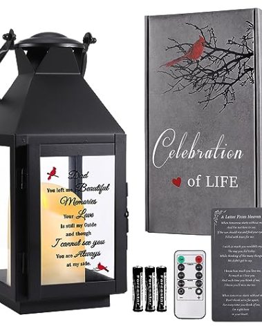 Memorial Lantern, Sympathy Gifts for Loss of Mom/Loved One, Bereavement Gifts, in Memory of Loved One Lantern,Celebration of Life, Memorial Gifts, Funeral Lantern,Dad You Left me Beautiful Memories