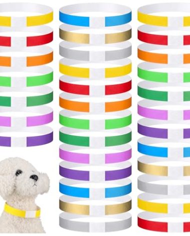 Nezyo 500 Count 18.5 Inch ID Bands Puppy Whelping Collars Newborn Pet Dog Collars Paper Pet Tags for Newborn Dog Cat Animal Hospitals(Classic Color)