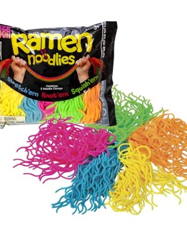 Schylling NeeDoh Ramen Noodlies - Sensory Squeeze Toy - Contains 5 Noodle Clumps - 8.5" Long - Multicolored (Pack of 1)