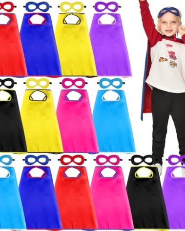 Super Hero Capes and Masks for Kids Bulk 14 Set Superhero Costumes for Girls Boys Birthday Gifts Dress up Party (multicolor)