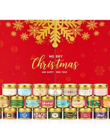 Candle Advent Calendar 2025 Adult Women, 24 Day Scented Candle Countdown to Christmas Calendar with Holiday Scents Xmas Suprise Gifts for Mom Grandmother Wife