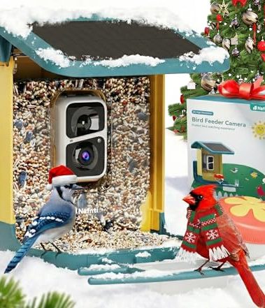 Bird Feeder with Camera, Support 2.4GHz/5GHz, 2K Live Steam for Outdoor, 1.8L Large Capacity, AI Identify Auto Capture Videos, Camera Bird Feeders for Outside, Ideal Gift for BirdLovers (Dark Blue)