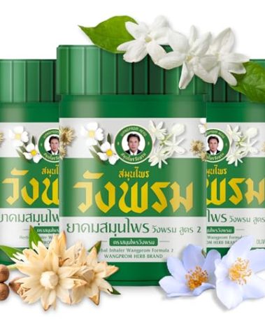 WANG PROM Relax Nasal Inhaler - Herbal Essential Oil Personal Aromatherapy On-The-Go Portable Nasal Inhaler - Natural Scent, Menthol Aroma