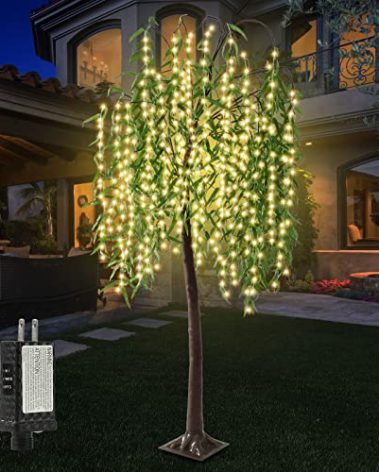 Anycosy 7FT Lighted Willow Tree,384 LED Light Up Weeping Willow Tree with 8 Modes & Timer,Lighted Artificial Trees for Decoration Garden Patio
