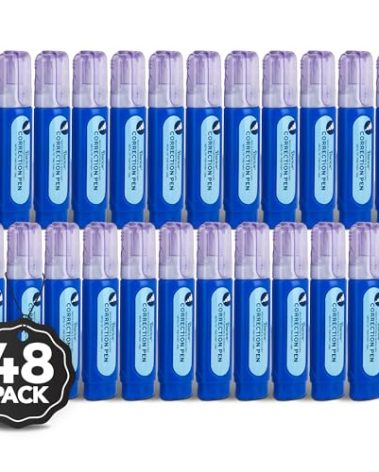 Darice Liquid Correction Pen Box of 48 - Multi-Purpose Liquid White Out Pen with Metal Tip for School, Office & Home