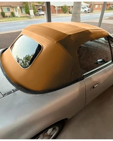 HECASA Convertible Soft Top Compatible with 1990-2005 Mazda Miata with Heated Glass Window, Replacement Soft Roof Tan Cabrio Premium Grade Sailcloth Vinyl