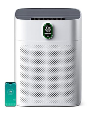 MORENTO Air Purifier for Home Large Room Bedroom Up to 1076 ft², Wi-Fi and Alexa Control, PM2.5 Air Quality Monitor, Auto Mode, HEPA Filter Removes Dust, Pollen, Smoke 1 Pack, White