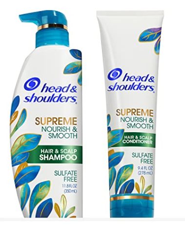 Head & Shoulders Anti-Dandruff Shampoo and Conditioner Set, Supreme Nourish & Smooth, 1% Pyrithione Zinc, Sulfate-Free, for Dry Scalp, Color-Safe, 11.8 fl oz & 9.4 fl oz