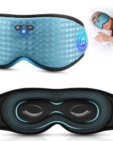 3D Sleep Mask with Bluetooth Headphones, Sleeping Headphones for Side Sleepers, Zero Eye Pressure, Adjustable Sleep Eye Mask, Ultra-Thin Stereo Speakers Perfect for Sleeping-Peacock Blue